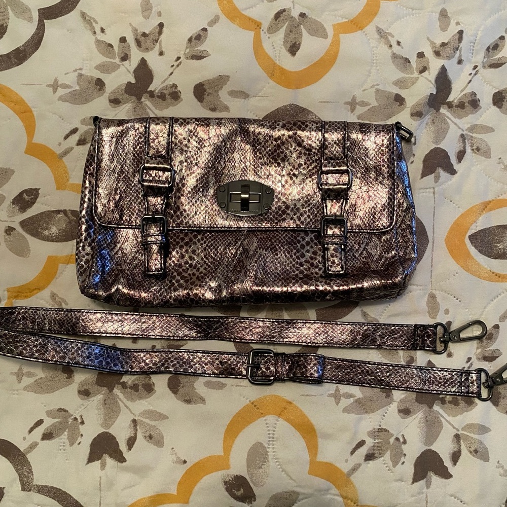 Armani Exchange metallic clutch/ crossbody